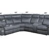 Dollum - Two Tone Nubuck Manual Recliner Sectional Sofa With USB Port Cupholder Console - Gray - Image 9