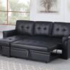 Lexi - Vegan Leather Modern Reversible Sleeper Sectional Sofa With Storage Chaise - Black - Image 7