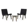 Outdoor 3 Piece Wood Patio Seating Set - Black - Image 2
