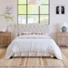 Queen Upholstered Platform Bed With Saddle Curved Headboard And Diamond Tufted Details - Beige - Image 9