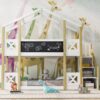 Twin Over Twin House Bunk Bed With White Storage Staircase And Blackboards - White - Image 8