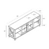 Farmhouse Home Entertainment Center, TV Stand With 4 Shelves And Transparent Center Cabinet - White Oak - Image 5