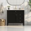 Bathroom Vanity With Top Sink, Modern Bathroom Storage Cabinet, 2 Drawers And A Tip-Out Drawer, Single Sink Bathroom Vanity - Black - Image 2