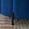Upholstered Round Ottoman With Reversible Lid, Velvet Storage Stool, Channel Tufted Pumpkin Shape Footstool For Living Room, Bedroom And Office - Navy - Image 8