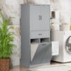 Stylish Bathroom Storage Cabinet With 2 Laundry Baskets - Gray - Image 3