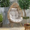 Basket Chair With Teardrop Shape And Water Resistant Cushion - Natural - Image 2