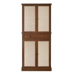 4 Door Cabinet With 1 Drawer, With 4 Adjustable Inner Shelves, Storage Cabinet - Walnut