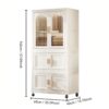 Side Wide Folding Wardrobe, With Magnetic Door, Plastic Storage Cabinet With Wheels (1 Layer Of Wardrobe + 2 Layers Of Folding Boxes + 10 Hangers) - Cream White - Image 5