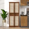 4 Door Cabinet With 1 Drawer, With 4 Adjustable Inner Shelves, Storage Cabinet - Walnut - Image 4