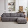 Multi Module Combination Style Sofa For Living Room And Other Lounge Spaces, Modern Minimalist Corduroy Combination Sofa With 2 Comfort Cushions With USB & C Charging Ports, 2 Sets - Gray - Image 21