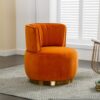 360 Degree Swivel Cuddle Barrel Accent Sofa Chair, Fluffy Round Armchair - Orange - Image 3