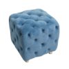Modern Velvet Upholstered Ottoman, Exquisite Small End Table, Soft Foot Stool, Dressing Makeup Chair, Comfortable Seat For Living Room, Bedroom, Entrance - Blue - Image 7