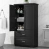 Tall Bathroom Storage Cabinet, Cabinet With 2 Doors And Drawers, Adjustable Shelf - Black - Image 26