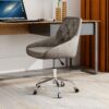 Modern Velvet Fabric Dining Chair With Chrome Legs, Soft And Comfortable, Lift Adjustment, Space Saving - Gray - Image 7