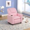 Marisa - Pink Leather Kids Recliner Chair With Cupholder - Pink - Image 4