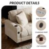 3 Seat L-Shaped Chenille Sofa With Removable And Storage Ottoman, Side Storage, And USB / C - Type Charging Ports Sofa For Living Room, Bedroom, Apartment - Beige - Image 6