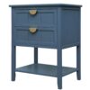 2 Drawer Side Table, American Style, End Table, Suitable For Bedroom - Blue - Image 7