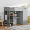 Twin Size Loft Bed With Desk, Wardrobes, 4 Drawers And 4 Shelves Construction - Gray - Image 17