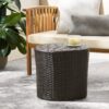 Barrel Side Table With Handcrafted Details - Brown - Image 9