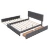 Queen Size Upholstered Platform Bed With 2 Drawers And 1 Twin Long Trundle - Dark Gray - Image 3