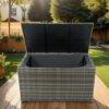 Outdoor Storage Box, 200 Gallon Wicker Patio Deck Boxes With Lid, Outdoor Cushion Storage For Kids Toys, Pillows, Towel - Gray - Image 2