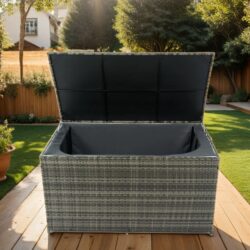 Outdoor Storage Box, 200 Gallon Wicker Patio Deck Boxes With Lid, Outdoor Cushion Storage For Kids Toys, Pillows, Towel - Gray