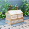 Outsunny - Raised Garden Bed With Polycarbonate Greenhouse, Wooden Garden Cold Frame Greenhouse, Flower Planter Protection, 48" x 24" x 32" - Natural - Image 8