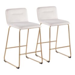 Casper - Fixed Height Contemporary Counter Stool (Set of 2) - Gold / Cream