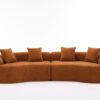 Compression Sofa:4 Seater Orange Sofa With Wood Grain Chenille Fabric, 30D, 60 Hardness Full Sponge, 4 Pillows For Living Room, Home Furniture Sleeper Sectional Sofa For Apartment - Image 11