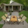5 Pieces Dining Set, Multi-Function Foldable And Portable, 1 Dining Table & 4 Folding Chairs, Indoor And Outdoor Universal For Children - Natural - Image 2