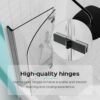 Frameless Folding Pivot Bathtub Door With Clear Tempered Glass - Black - Image 6