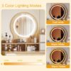 Elegant Makeup Vanity Desk With Adjustable Lighted Mirror Table Feet - American White Oak - Image 11
