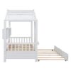 Twin Size House Bed With Trundle, Modern Design For Kids With Storage Shlef - White - Image 10