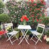 3 Piece Patio Bistro Set Of Foldable Square Table And Chairs - White - Image 5