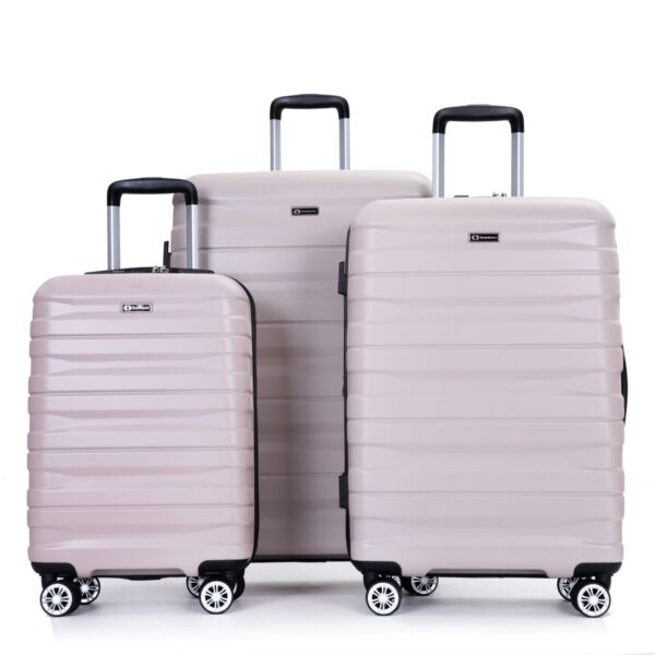 3 Piece Luggage Sets Pc Lightweight & Durable Expandable Suitcase With Two Hooks, Double Spinner Wheels, Tsa Lock, (21/25/29) - Sand