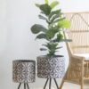 Metal Planter Stand, Round Galvanized Farmhouse Planter (Set of 2) - Gray - Image 2