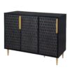 3 Door Storage Cabinet, Buffet Sideboard With Adjustable Shelves, Honeycomb Seamless Hexagons Pattern Metal Door For Living Room, Dining Room, Kitchen, Entrance - Black - Image 7