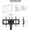 Height And Angle Adjustable Multi-Function Tempered Glass Metal Frame Floor With Lockable Wheels Mobile TV Stand, Lcd / Plasma TV Bracket 2 Tier Tempered Glass Shelves For Multiple Media Devices - Black - Image 6