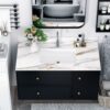 Vanity Top With Undermount Sink And Backsplash, Sintered Stone - Carrara White Marble - Image 4