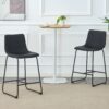 (Set of 2) Modern Minimalist Style Material Bar Stools, Suitable For Kitchen, Bar And Modern Home Design - Black - Image 2
