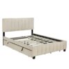 Queen Platform UpholsteredBed With 2 Drawers And Twin Long Trundle - Beige - Image 2