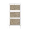 Modern Rattan 3 Door Shoe Rack Cabinet For Entryway Freestanding White Storage Unit In Particle Board - White - Image 8