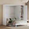Queen Size Murphy Wall Bed With Closet, Space Saving Design - White - Image 12