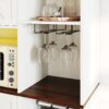Farmhouse Kitchen Pantry Sideboard With Cabinet And Drawer, Multi Functional Kitchen Buffet With Hutch And Glass Holder, Microwave Stand With Charging Station - Brown / Antique White - Image 18