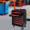 Rolling Metal Tool Chest With 7 Drawers, Steel Storage Cabinet With Ball Bearing Slides - Black / Red - Image 13