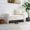 Modern Teddy Bed End Bench With Arms And Storage, Upholstered Large Foot Rest Stool, Comfy Window Vanity Bench For Living Room, Dorm, Coffee Table, Teddy - Cream - Image 2