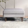 Amber - Square Upholstered Ottoman Linen - Light Gray - Image 4