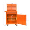 Rolling Tool Chest, 5 Drawer Tool Box Organizer With Lockable Wheels & Sliding Drawers & Detachable Top & Adjustable Shelf, Tool Storage Cabinet For Garage Workshop - Orange - Image 3