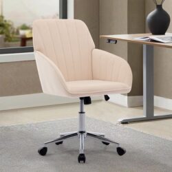 Adjustable Office Chair, Home Bedroom, Ergonomic Swivel Chair, Backrest Seat, Comfortable For Long Sitting - Khaki