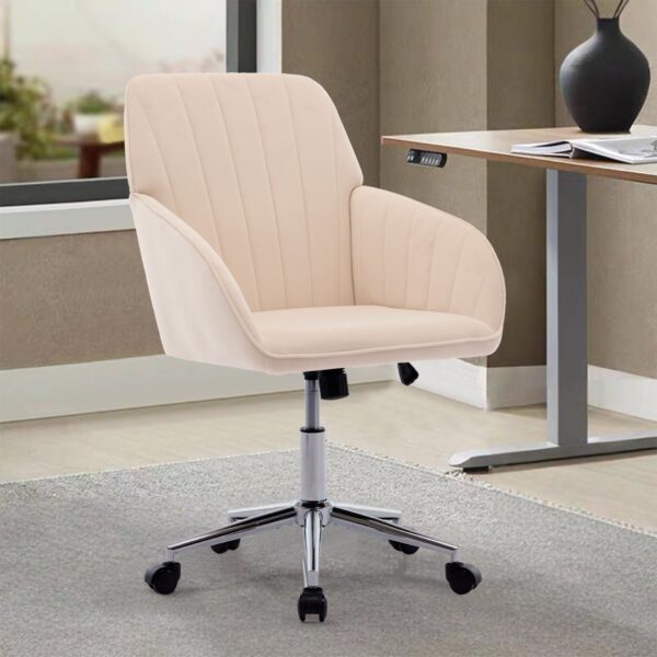 Adjustable Office Chair, Home Bedroom, Ergonomic Swivel Chair, Backrest Seat, Comfortable For Long Sitting - Khaki